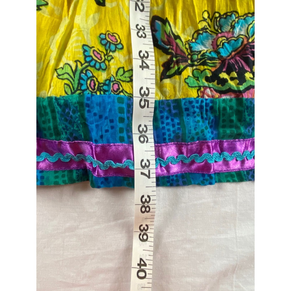 Anu By Natural Floral Tiered Maxi Skirt Cotton Boho‎ Hippie Colorful Small - Picture 3 of 5